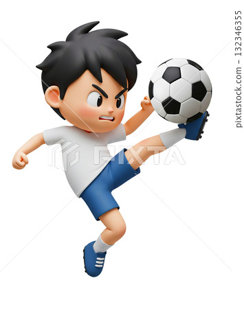 cheerful boy playing soccer 132346355