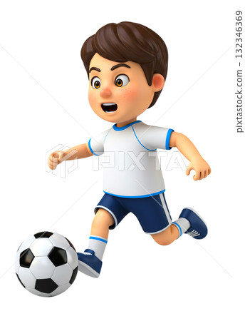 cheerful boy playing soccer 132346369