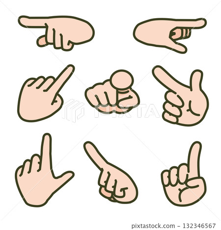 膚色手勢8種組合（手勢、手勢圖解、方向指示） 132346567