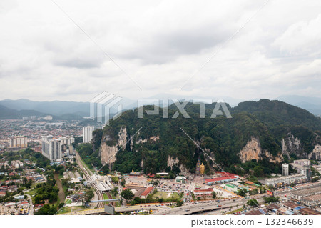 Aerial view of the Batu Cave Hindu Temple in Kuala Lumpur. Malaysia Aerial view of the Batu Cave Hindu Temple in Kuala Lumpur. Malaysia 132346639