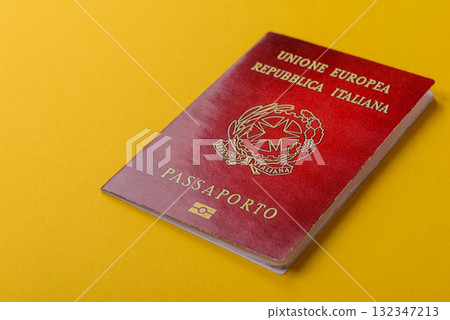 Italy passport for travelling, flying and doing business. Italian document, id Italy passport for travelling, flying and doing business. Italian document, id 132347213