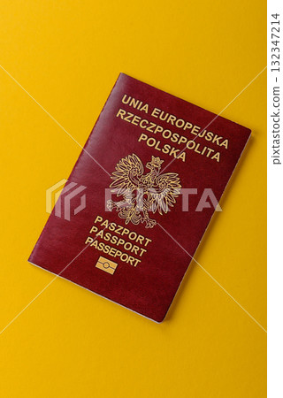 Poland passport for travelling, flying and doing business. Polish document, id Poland passport for travelling, flying and doing business. Polish document, id 132347214