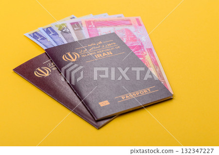 Iranian passport for travelling, flying and doing business. Iran document, id Iranian passport for travelling, flying and doing business. Iran document, id 132347227