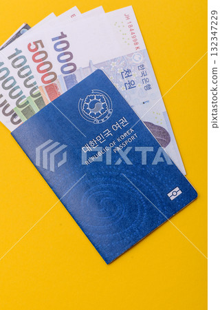 Korean passport for travelling, flying and doing business. South korea document, id Korean passport for travelling, flying and doing business. South korea document, id 132347229