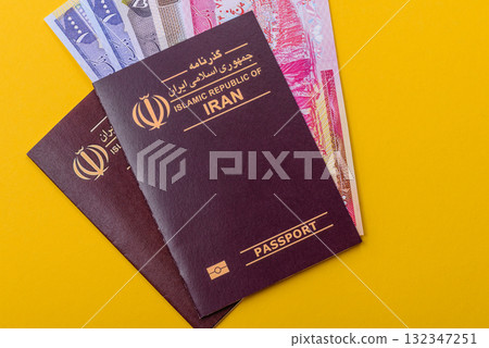 Iranian passport for travelling, flying and doing business. Iran document, id Iranian passport for travelling, flying and doing business. Iran document, id 132347251
