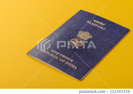 Indian passport for travelling, flying and doing business. India document, id 132347259
