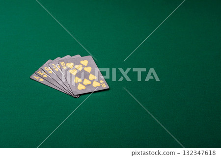 Playing card game poker in casino with chips, bets and risk. Cards and chips 132347618