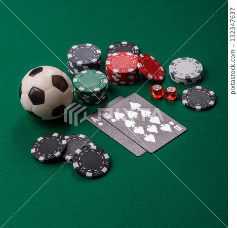 Playing blackjack or baccarat card game in casino with chips, bets and risk. Cards and chips Playing blackjack or baccarat card game in casino with chips, bets and risk. Cards and chips 132347637