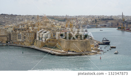 Beautiful view of Valletta with Saint Angelo Fortress, capital city of Malta Beautiful view of Valletta with Saint Angelo Fortress, capital city of Malta 132347873