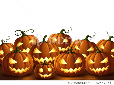 Halloween background with haunted pumpkins Halloween background with haunted pumpkins 132347931