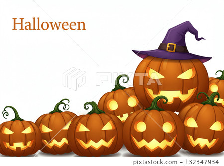 Halloween background with haunted pumpkins 132347934