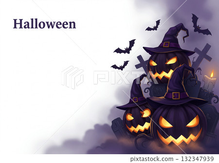 Dark haunted pumpkin halloween background 132347939