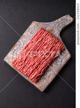 Raw minced beef or pork, ground meat for burgers. Raw minced meat 132348013