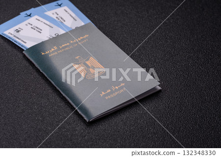 Egyptian passport for travelling, flying and doing business. Egypt document, id Egyptian passport for travelling, flying and doing business. Egypt document, id 132348330
