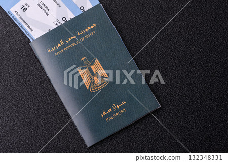 Egyptian passport for travelling, flying and doing business. Egypt document, id 132348331