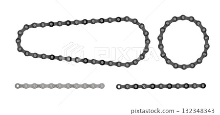 Collection of round bicycle chain border frames. Cycling line pattern. Motorcycle chain symbol. Chain machine sign. Vector Collection of round bicycle chain border frames. Cycling line pattern. Motorcycle chain symbol. Chain machine sign. Vector 132348343