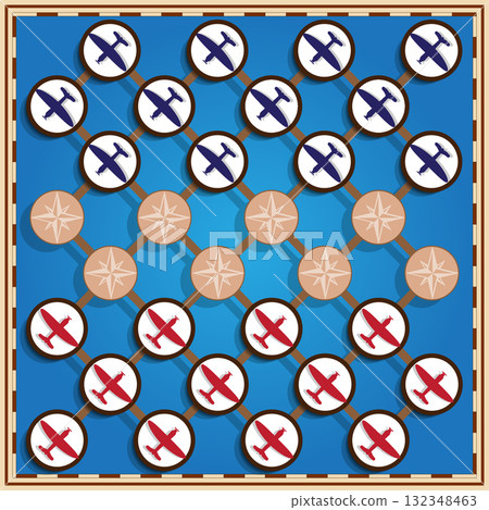 The stylized game of checkers. Vector design for app game user interface. 132348463