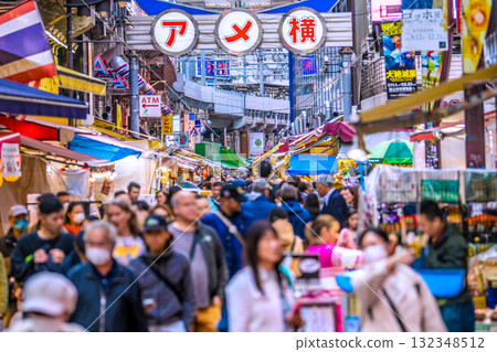 Tokyo cityscape in Japan October 24th Inbound tourism continues... View of Ameyoko and other areas bustling with foreign tourists, like in a "foreign country" Tokyo cityscape in Japan October 24th Inbound tourism continues... View of Ameyoko and other areas bustling with foreign tourists, like in a "foreign country" 132348512