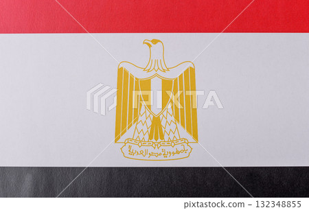 Egyptian flag in red, white and black colors as a symbol of independence. Flag of Egypt Egyptian flag in red, white and black colors as a symbol of independence. Flag of Egypt 132348855