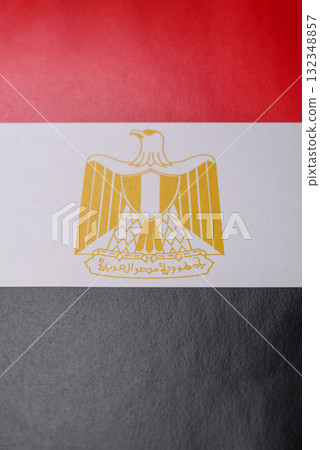 Egyptian flag in red, white and black colors as a symbol of independence. Flag of Egypt Egyptian flag in red, white and black colors as a symbol of independence. Flag of Egypt 132348857