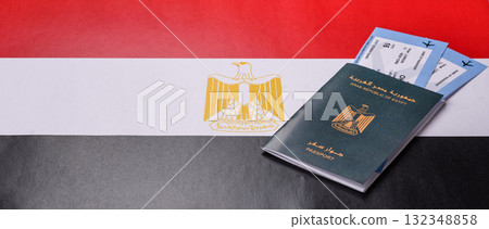 Egyptian passport for travelling, flying and doing business. Egypt document, id 132348858