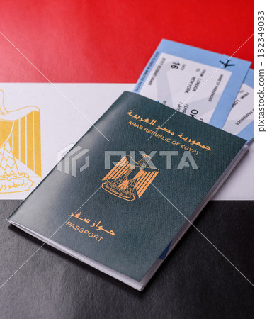 Egyptian passport for travelling, flying and doing business. Egypt document, id Egyptian passport for travelling, flying and doing business. Egypt document, id 132349033