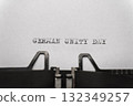 german unity day typed words on a vintage typewriter 132349257