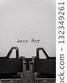 boss day typed words on a vintage typewriter vertical 132349261