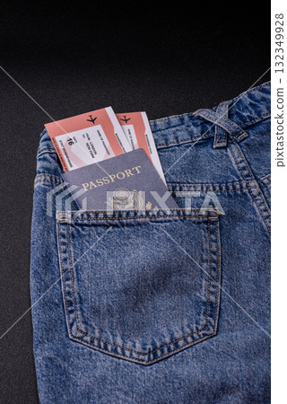 USA citizen passport, travel visa document, immigration or tourism. US passport 132349928