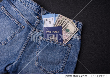 USA citizen passport, travel visa document, immigration or tourism. US passport 132349938