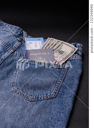 USA citizen passport, travel visa document, immigration or tourism. US passport 132349940