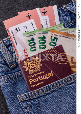 Portugal citizen passport, travel visa document, immigration or tourism. Portuguese passport 132349959