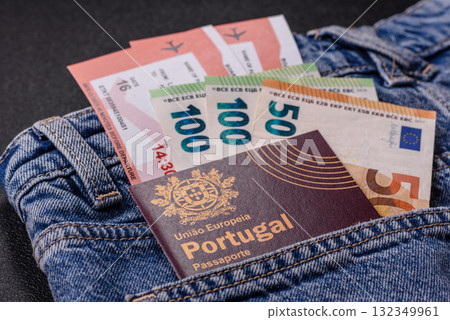 Portugal citizen passport, travel visa document, immigration or tourism. Portuguese passport 132349961