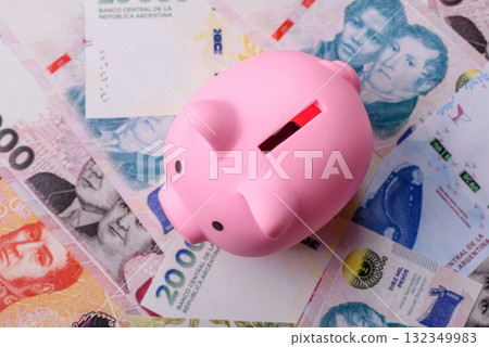 Argentina paper money, peso banknotes as currency for exchange or travel. Argentina money Argentina paper money, peso banknotes as currency for exchange or travel. Argentina money 132349983