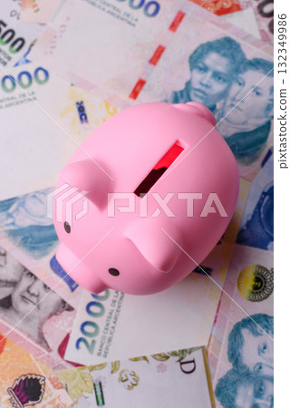 Argentina paper money, peso banknotes as currency for exchange or travel. Argentina money Argentina paper money, peso banknotes as currency for exchange or travel. Argentina money 132349986