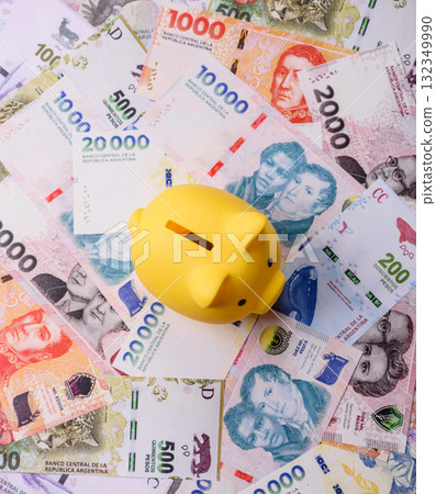 Argentina paper money, peso banknotes as currency for exchange or travel. Argentina money Argentina paper money, peso banknotes as currency for exchange or travel. Argentina money 132349990