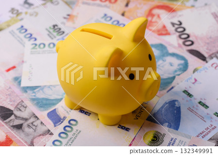 Argentina paper money, peso banknotes as currency for exchange or travel. Argentina money Argentina paper money, peso banknotes as currency for exchange or travel. Argentina money 132349991
