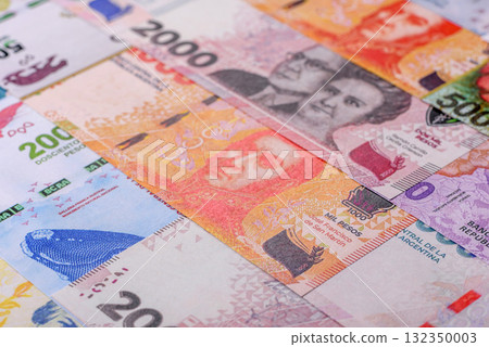 Argentina paper money, peso banknotes as currency for exchange or travel. Argentina money 132350003