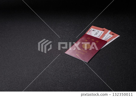 Japanese citizen passport, visa document for travel, immigration or tourism. Japanese passport 132350011