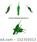 可愛的綠色辣椒插圖集 132350313