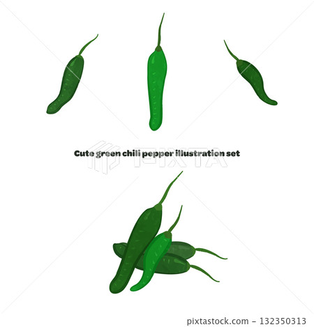 可愛的綠色辣椒插圖集 132350313