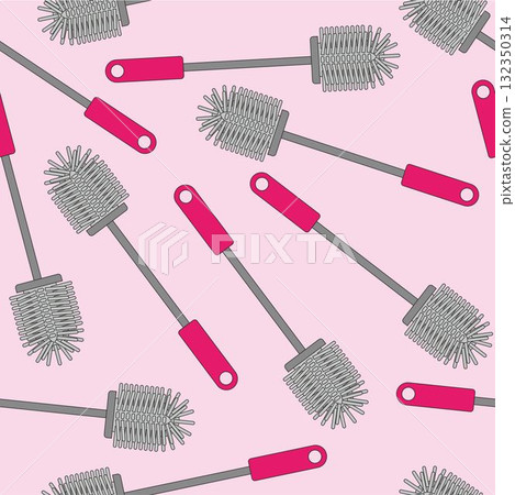 Toilet Brush Icon Seamless Pattern, Toilet Cleaning Brush Vector. Pink background. Toilet Brush Icon Seamless Pattern, Toilet Cleaning Brush Vector. Pink background. 132350314