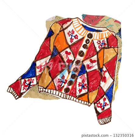 衣服和兒童畫（手繪插圖，幼兒園） 132350316