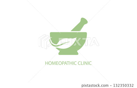 Homeopathic clinic mortar and pestle with leaf, isolated on white background vector design Homeopathic clinic mortar and pestle with leaf, isolated on white background vector design 132350332