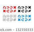 Set of arrows and crosses in red, black, grey, and blue, isolated on white background vector design 132350333