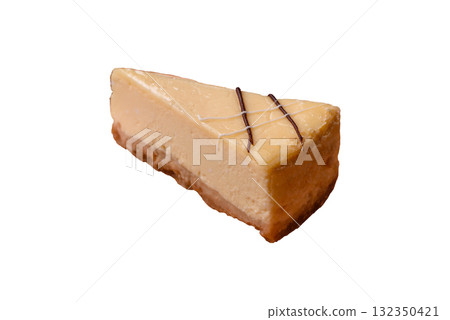 A piece of sweet New York cheesecake, dessert, cheese and vanilla pie. Classic cheesecake A piece of sweet New York cheesecake, dessert, cheese and vanilla pie. Classic cheesecake 132350421