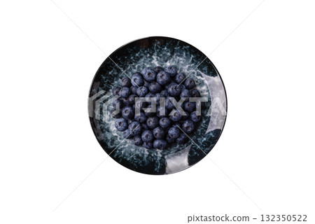 Fresh juicy blueberries, healthy vegan food with vitamins and minerals. Blueberries berry 132350522