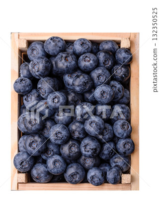Fresh juicy blueberries, healthy vegan food with vitamins and minerals. Blueberries berry 132350525