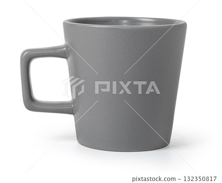 Grey ceramic matte coffee mug isolated on white Grey ceramic matte coffee mug isolated on white 132350817