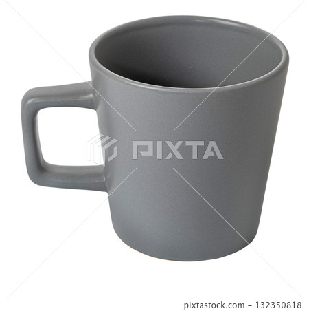 Grey ceramic matte coffee mug isolated on white 132350818